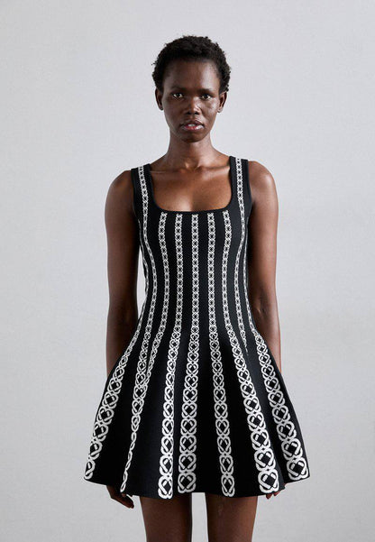 MJ Short Jacquard Knit Mini Dress