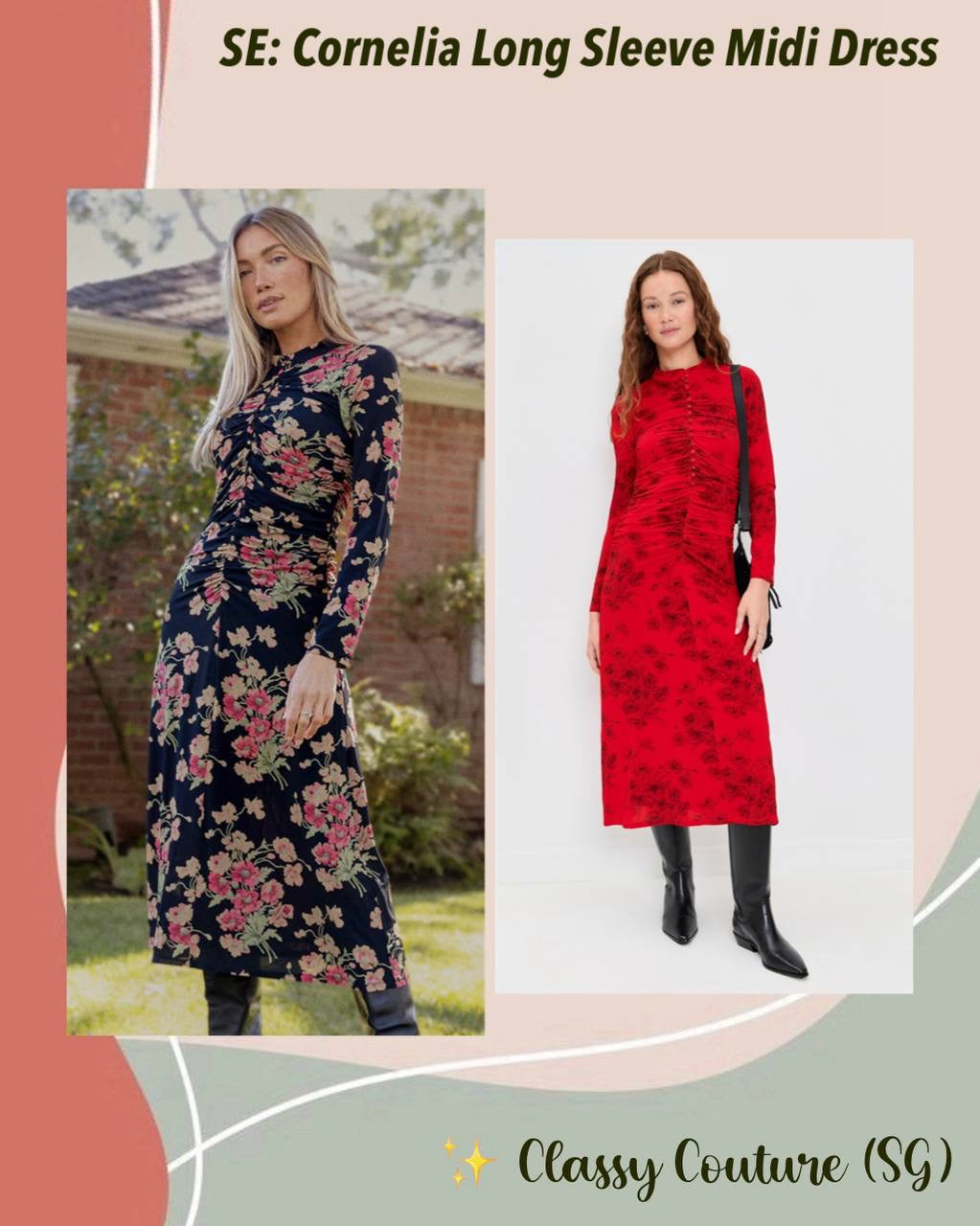 SE Cornelia Long Sleeve Midi Dress