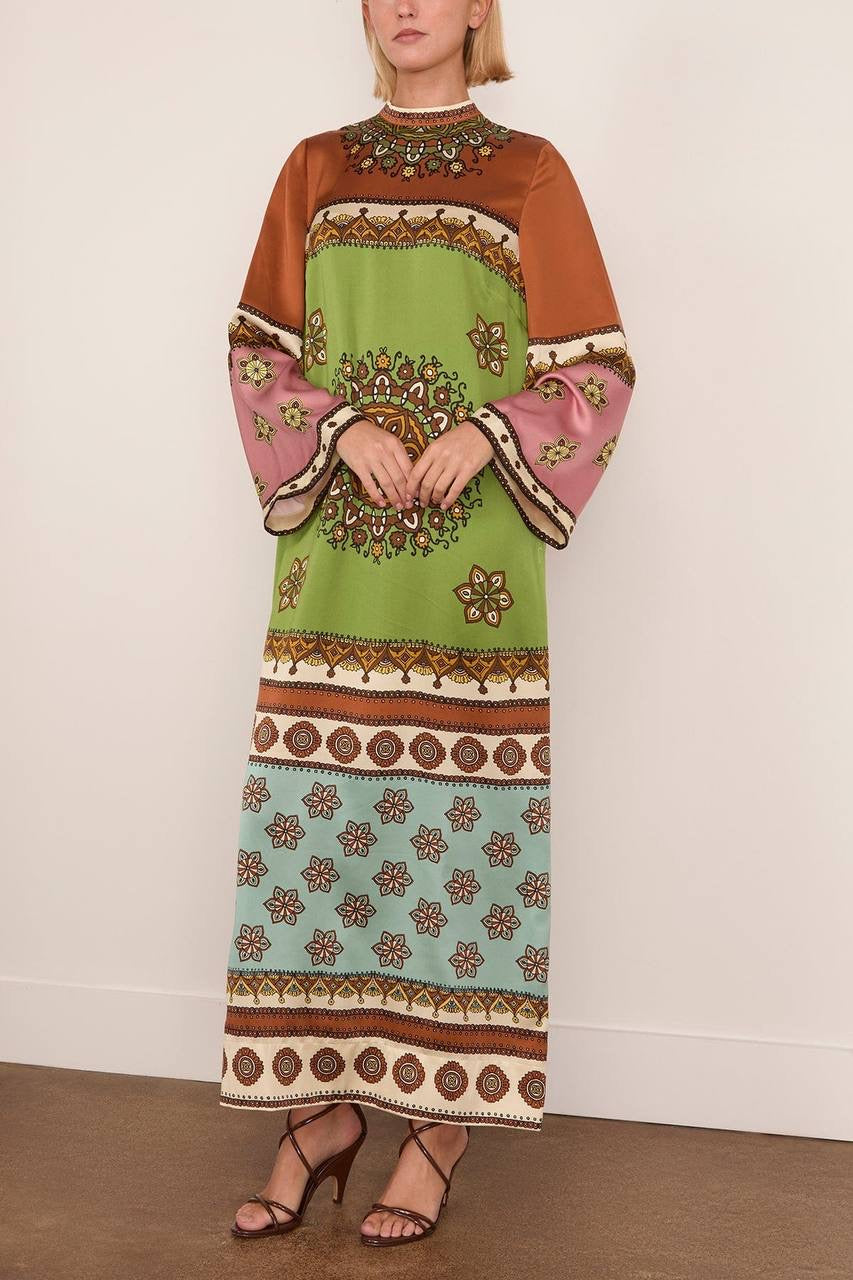 ALM Contina Silk Midi Dress in Multi