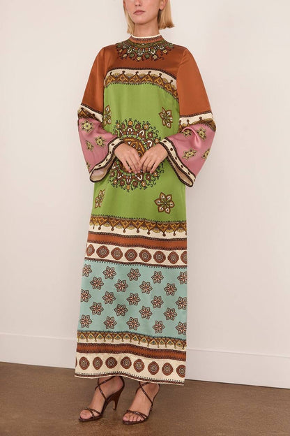 ALM Contina Silk Midi Dress in Multi