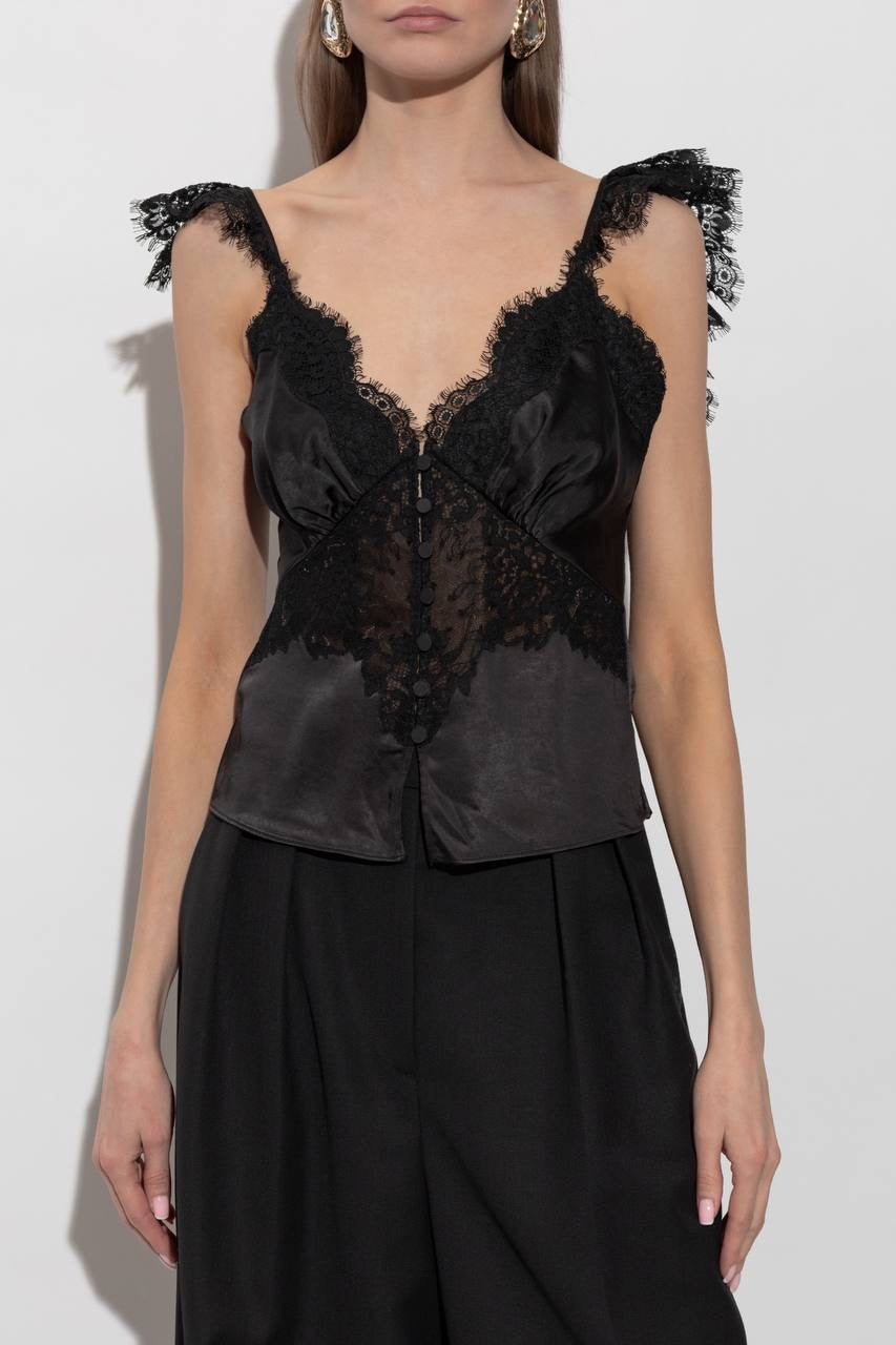 SP Black Satin Lace Top