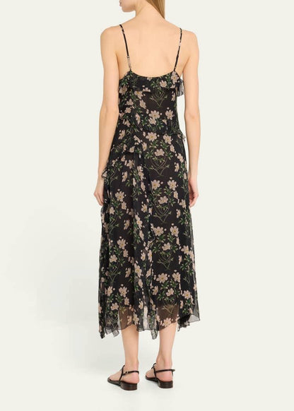 SE Elizabeth Floral Ruffle Strappy Midi Dress