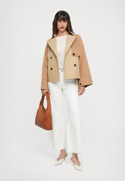 MM Gabardine Double Breasted Trench Short Coat Jacket
