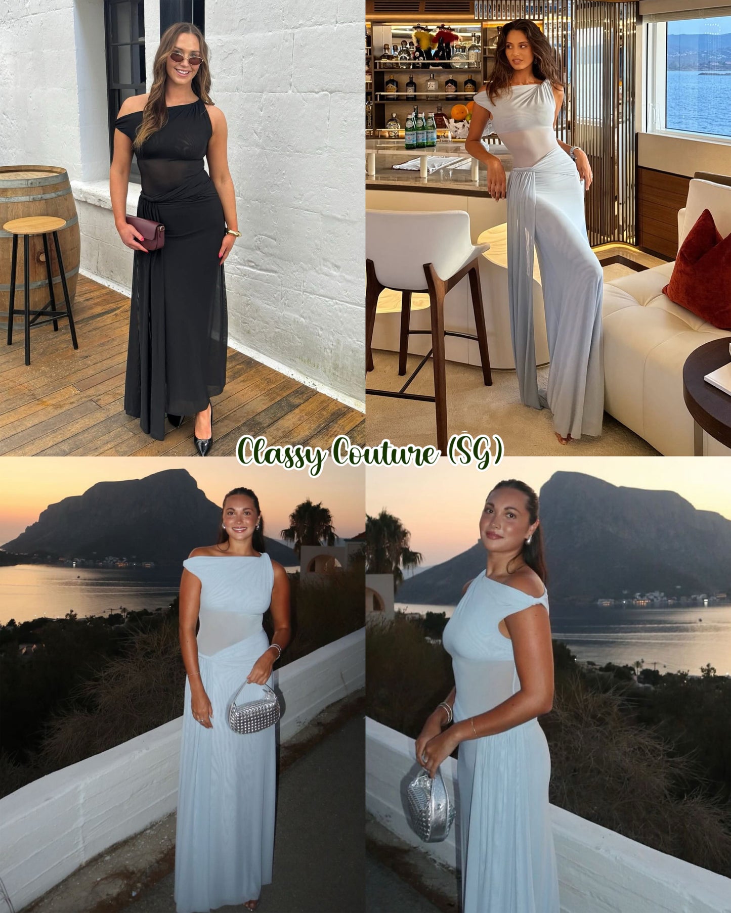 5 Colors! MS Sisal Asymmetric Mesh Maxi Dress