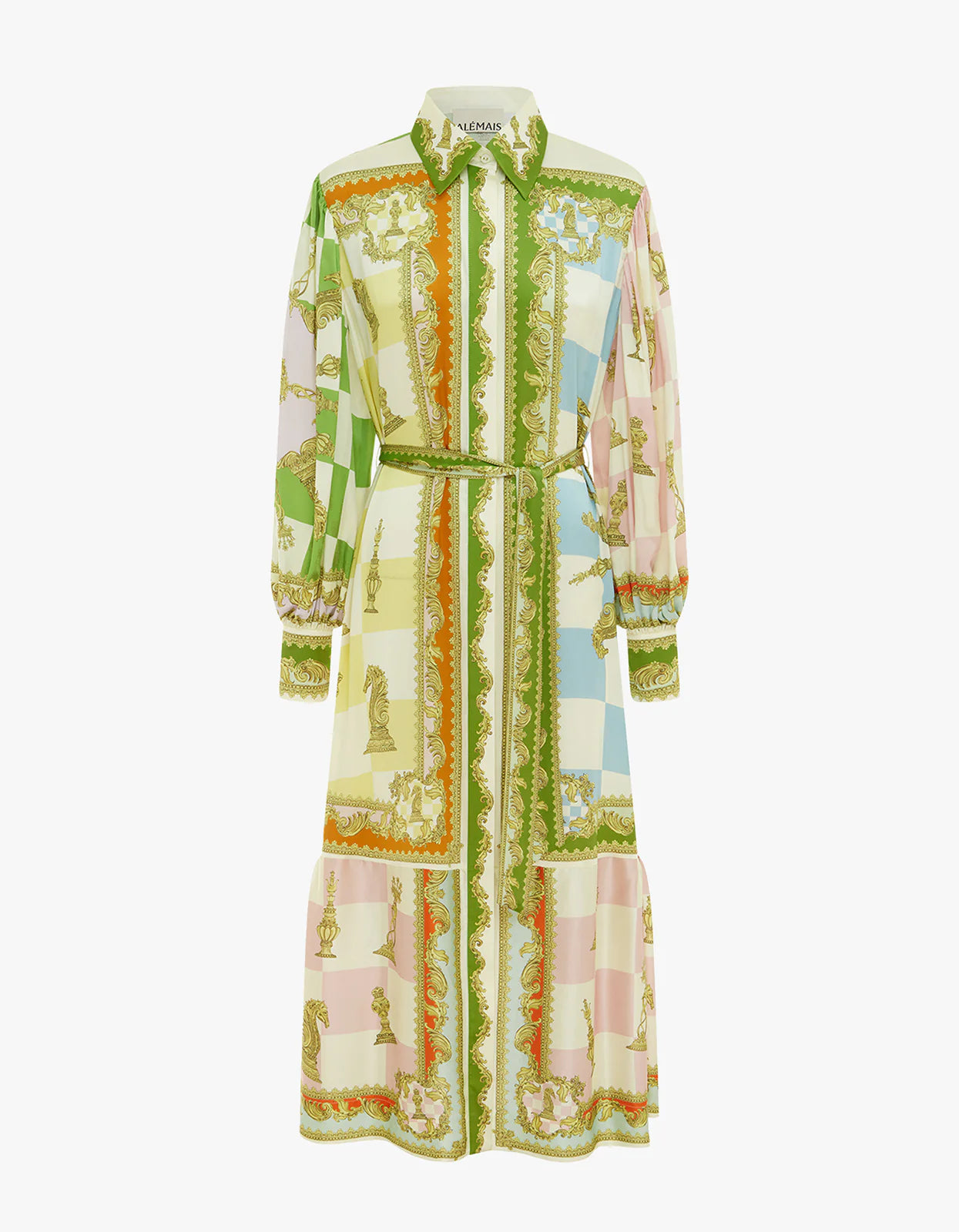 ALM Checkmate Silk Shirtdress Midi Dress