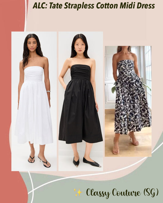 3 Colors! ALC Tate Strapless Cotton Midi Dress