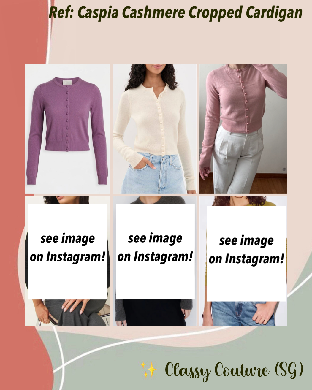 6 Colors! Ref Caspia Cashmere Cropped Cardigan