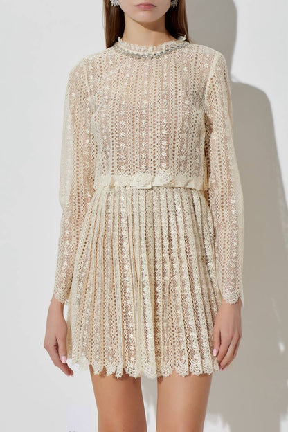 SP Cream Organza Lace Mini Dress