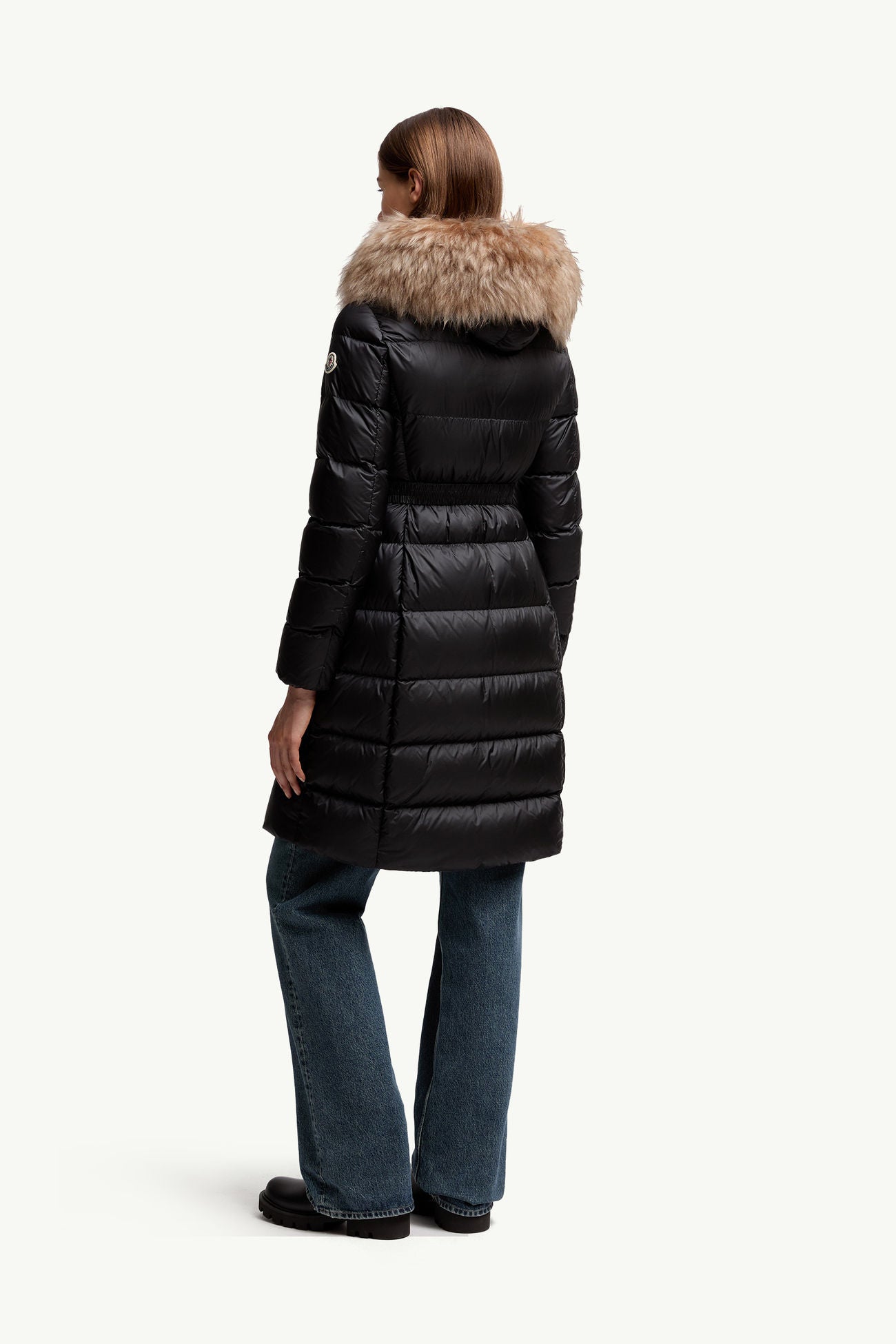 MC Boedic Hooded Shearling-Trimmed Long Down Jacket Coat