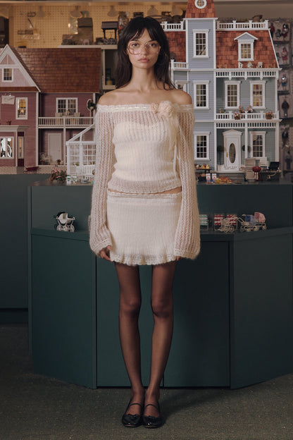 MP Little Lamb Knit Off Shoulder Top | Mini Skirt | Set