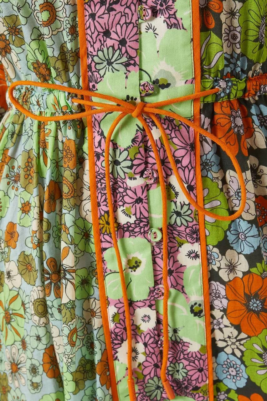 ALM Orange Blossom Spliced Midi Dress in Multi