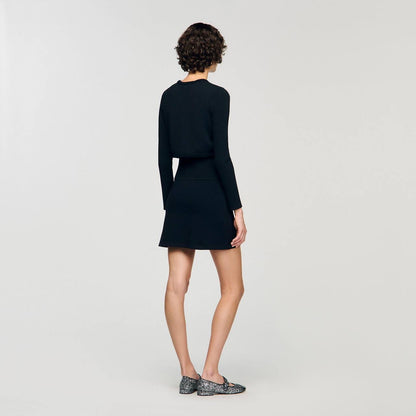 SD Black Rib Knit Cropped Cardigan | Mini Dress | Set