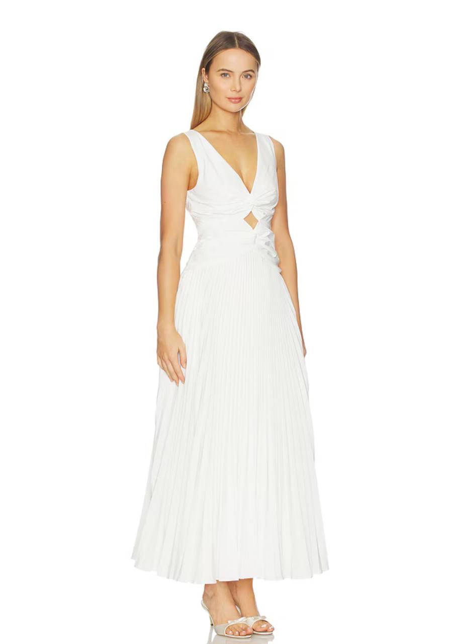 SK Vivianne Twist-Front Cutout Cotton-lined Midi Dress