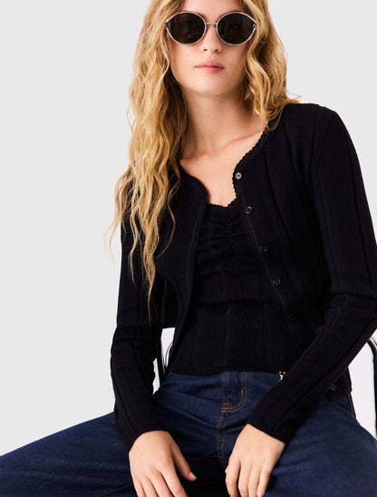 Milory Cardigan & Cami Top Cotton-blend Pointelle Knit Twinset