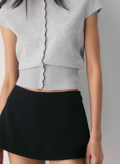 ARZ Storyboard Wonder Yarn Viscose-blend Short-sleeved Cardigan Top