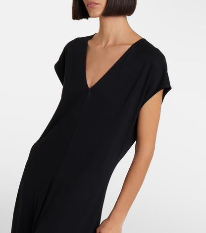 Tot V-Neck Viscose-blend Jersey Cap Sleeve Maxi Dress