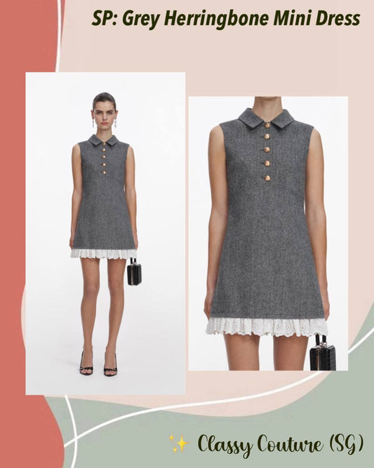 SP Grey Herringbone Mini Dress