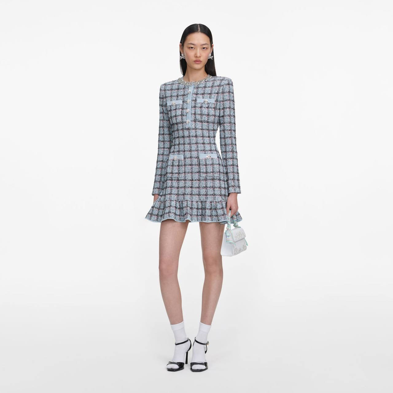 SP Blue Check Knit Mini Dress