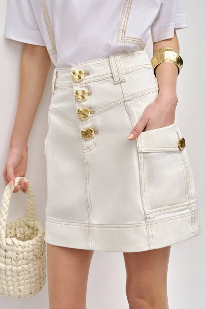 AJ Ivy Denim Button Down Mini Skirt