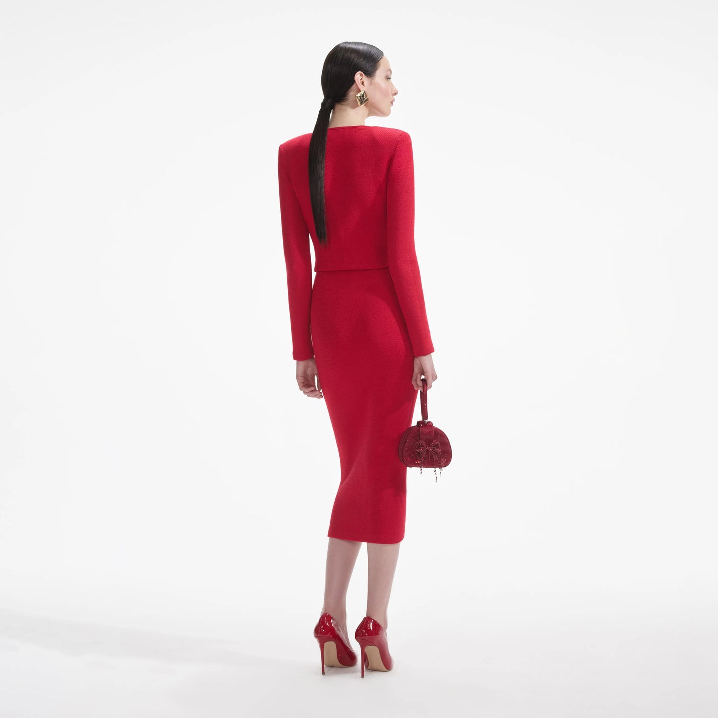 SP Red Knit Heart Buttoned Cardigan | Mini & Midi Skirt