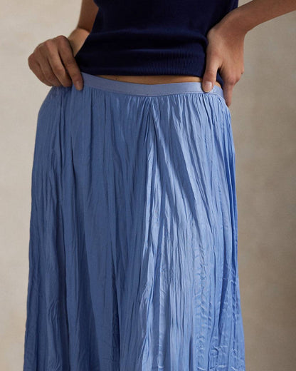 RL Crinkled Satin A-Line Midi Skirt