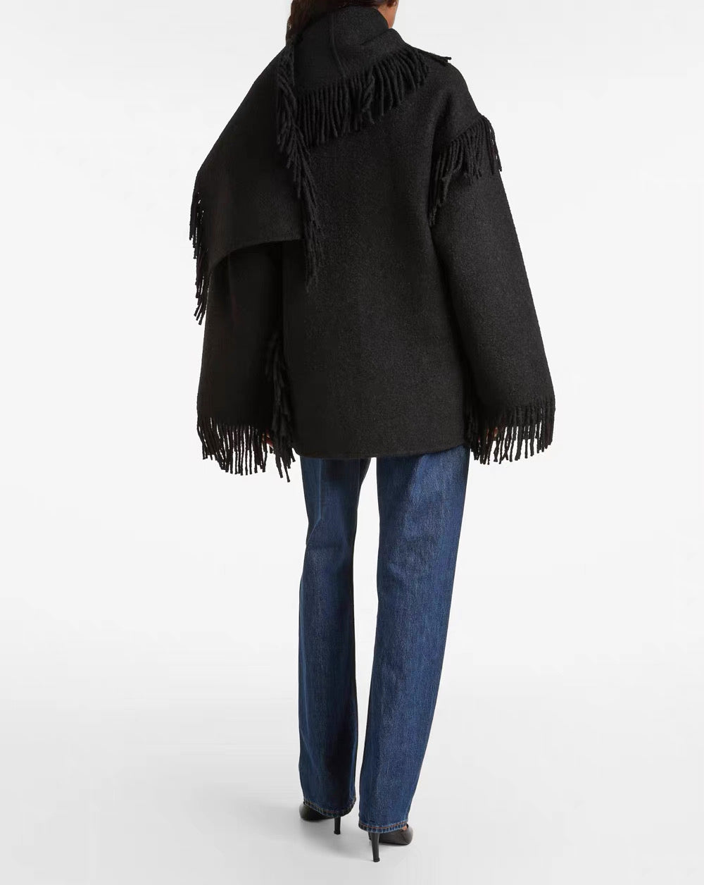 Tot Fringed Wool-Blend Scarf Jacket