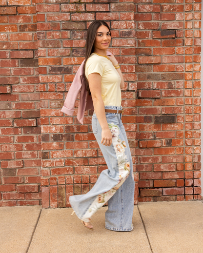 AO Chloe Embroidered Denim Jacket | Amazing Embroidered Jeans | Evan Appliqué Oversized Tee Shirt | Cotton Set