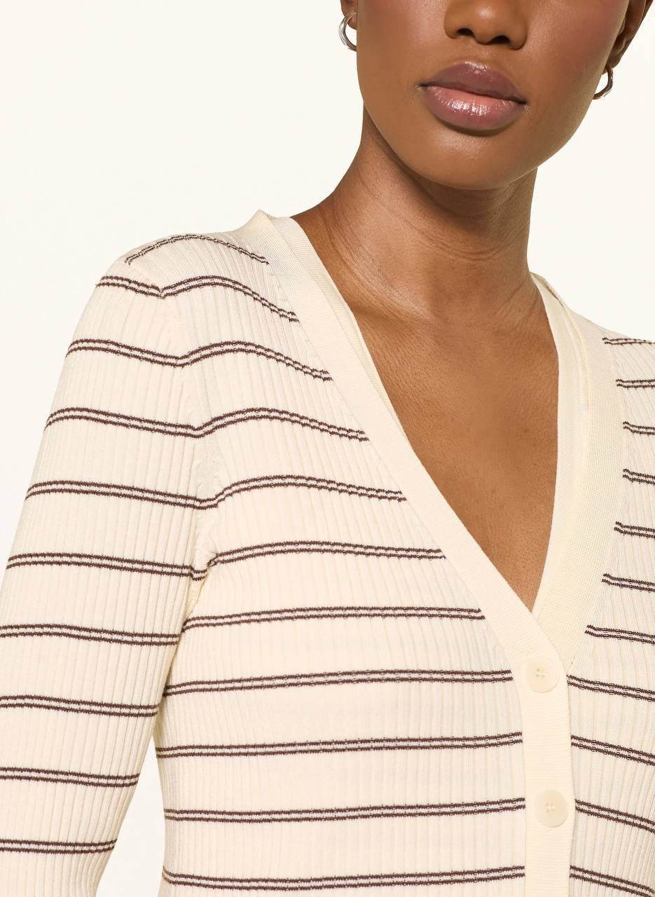 SD Gabri Striped Button Up Viscose-blend Ribbed Cardigan (with attached camisole top)
