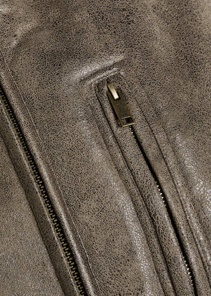 IM Evina Faux-Leather Shearling trimmed Jacket / Short Coat