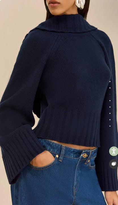CG Milika Merino Wool-Cotton Cowl Back Sweater