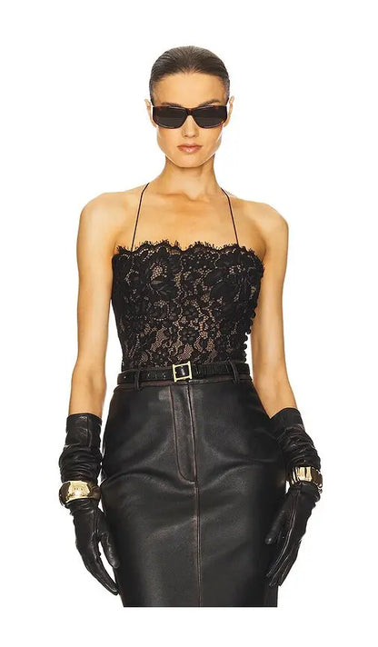HS The Lace Black Camisole | Midi Skirt | Set