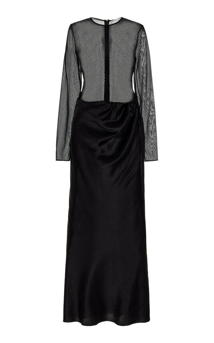 CE Sheer Torso Maxi Dress in Silk Georgette