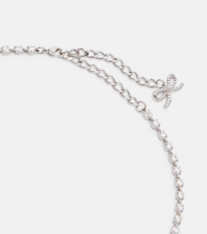 SP Crystal-embellished Ribbon Bow Necklace