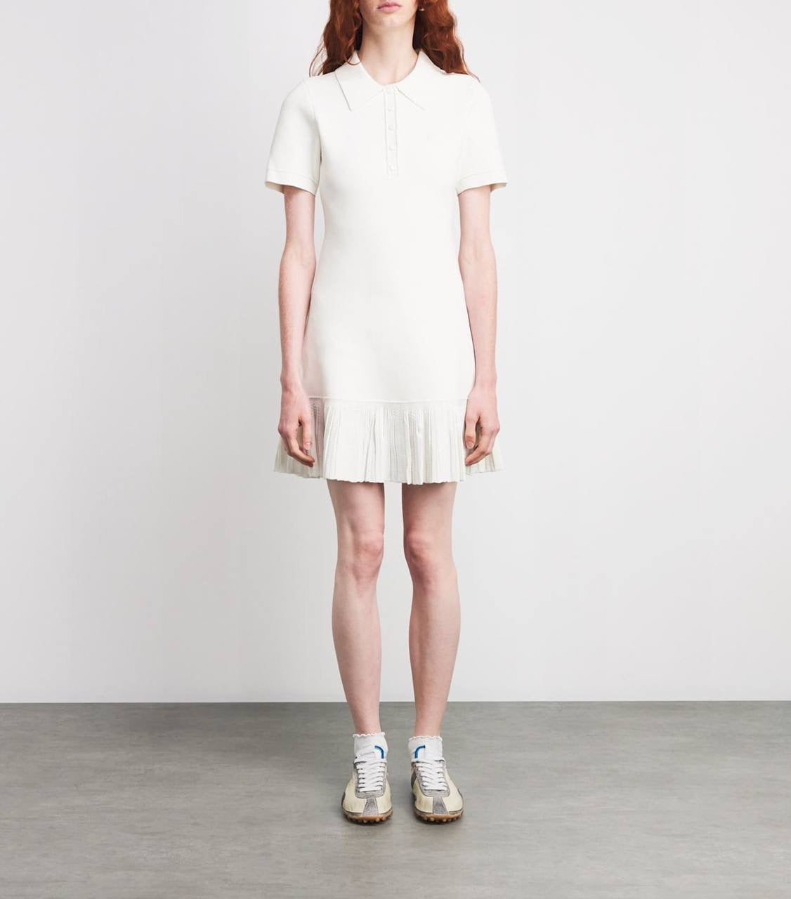 SD White Knitted Polo Mini Dress