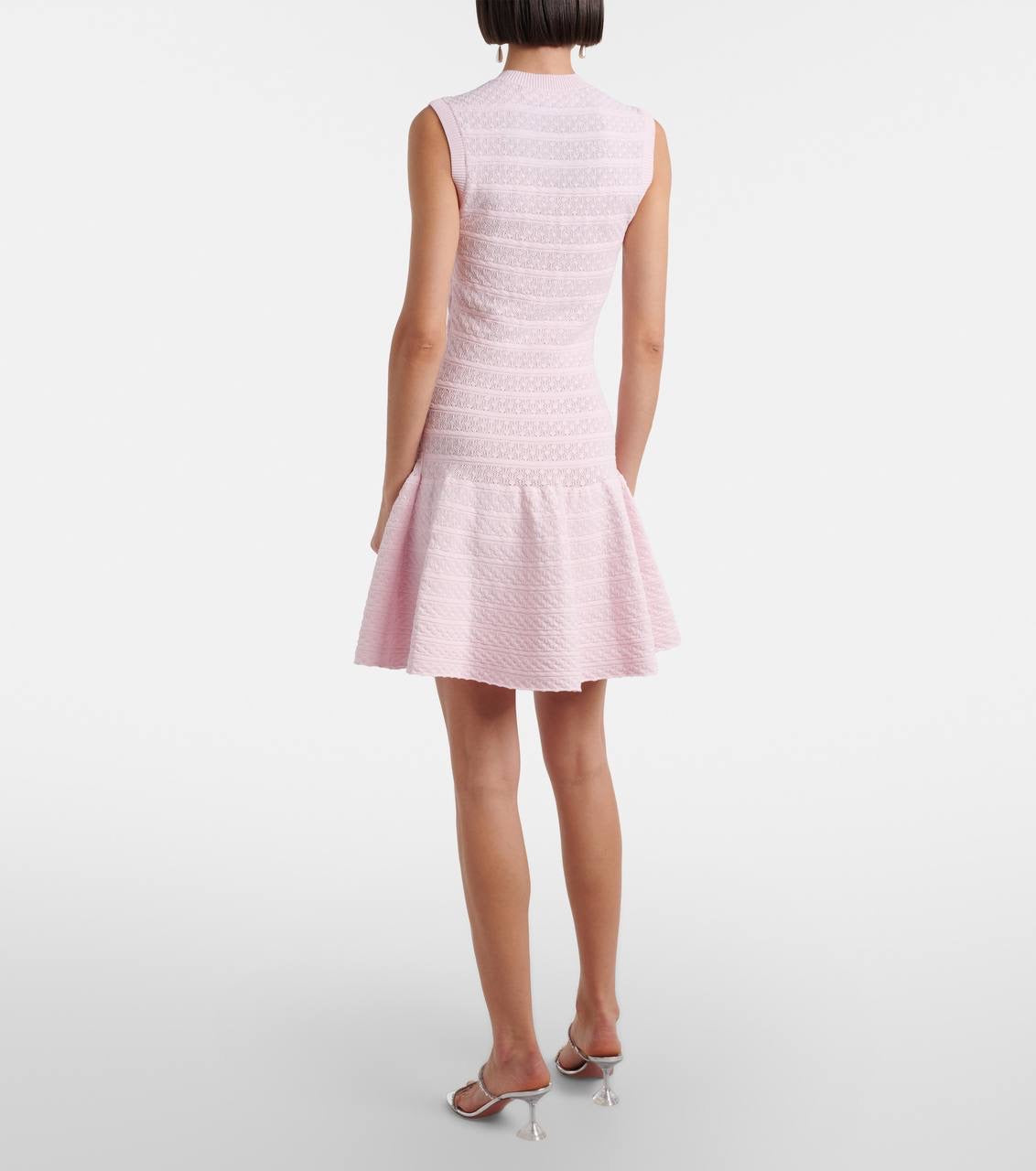SP Pink Pointelle Diamanté Knit Mini Dress