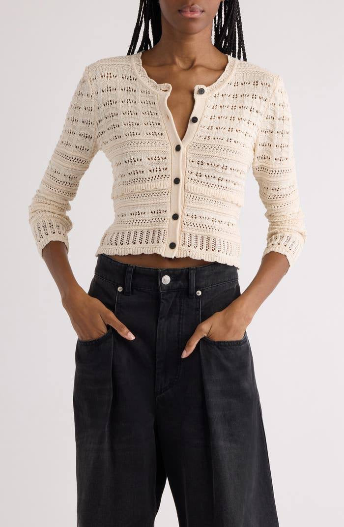 IM Ajaline Mixed Pointelle Cotton Cardigan