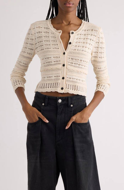 IM Ajaline Mixed Pointelle Cotton Cardigan