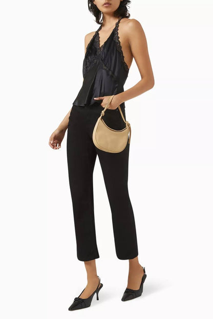 6 Colors! Ref Monica Silk Halter Lace Trim Top