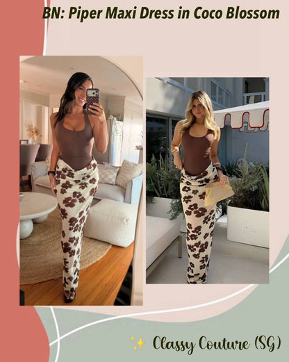 BN Piper Bodysuit Maxi Dress in Coco Blossom