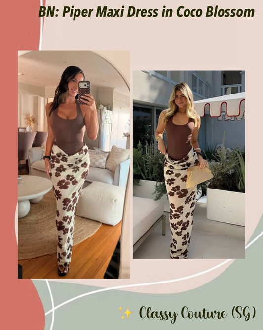 BN Piper Bodysuit Maxi Dress in Coco Blossom