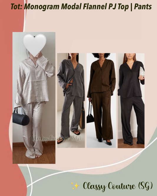 4 Colors! Tot Monogram Modal Flannel PJ Top | Pyjama Pants | Set