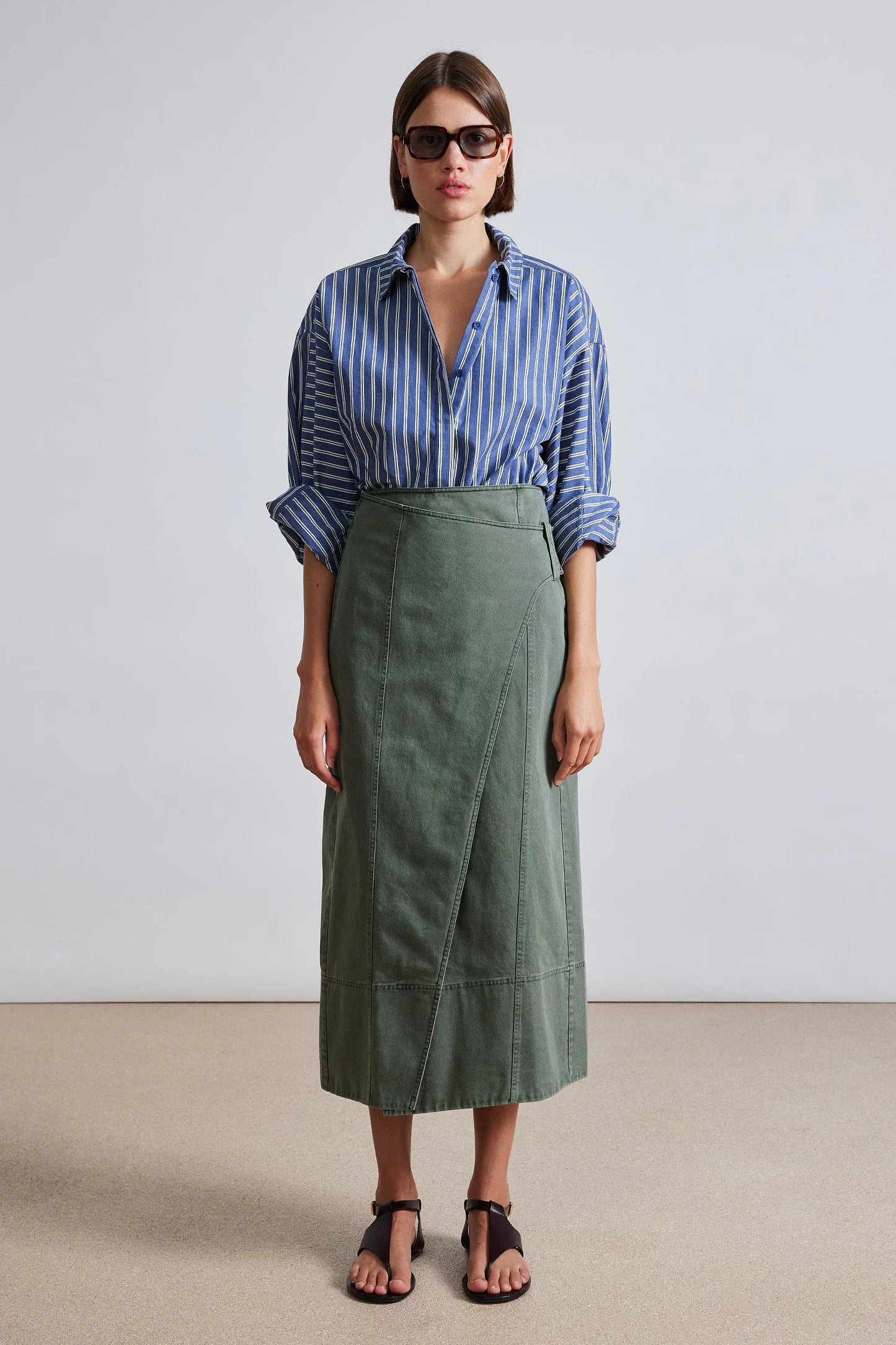 AA Lahiri Wrap Cotton Midi Skirt | Andorra | Thyme