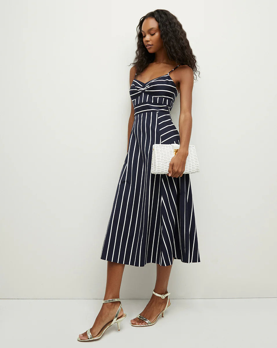 VB Blige Striped Stretch-Cotton Midi Dress