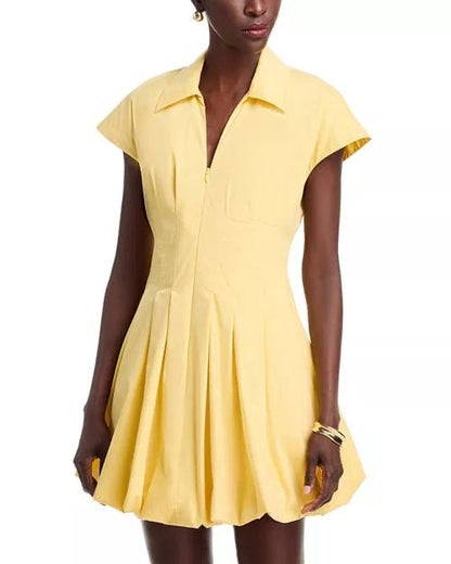 SK Yellow Lirinne Bubble Cotton-blend Mini Dress