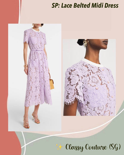 SP Lilac Lace Button Front Midi Dress