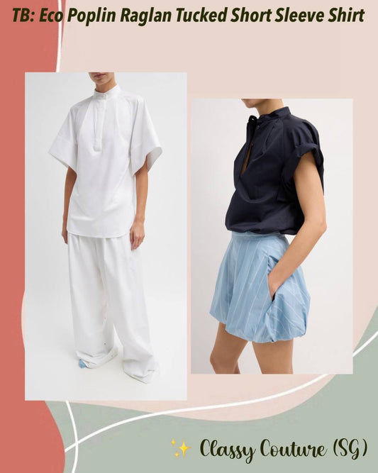 TIB Eco Poplin Raglan Tucked Short Sleeve Shirt