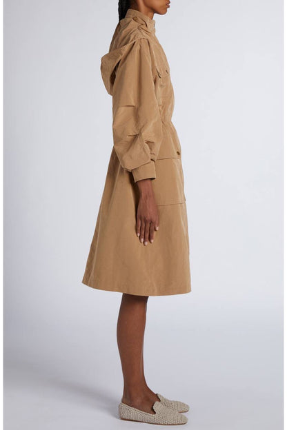 MC Nantes Hooded Gabardine Shell Parka Long Jacket Coat