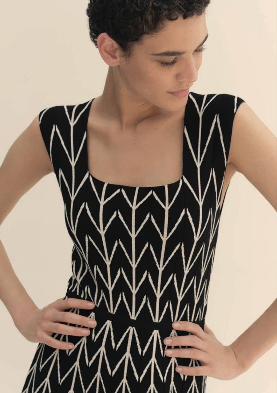 TF Ocana Herringbone Viscose-blend Knitted Midi Dress