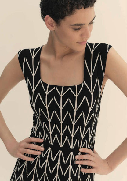 TF Ocana Herringbone Viscose-blend Knitted Midi Dress