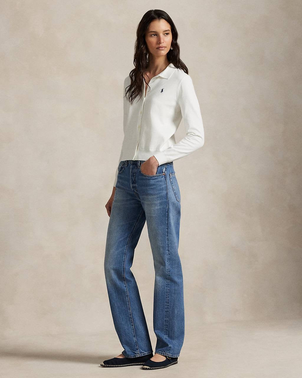 RL Polo-Collar Cotton-blend Buttoned Cardigan